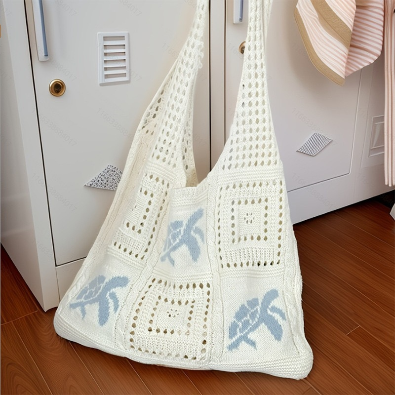 50% Off Turtle Pattern Crochet Tote Bag | Summer Essential