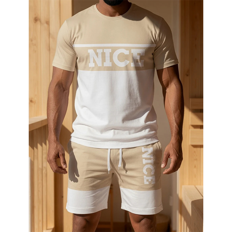 ☀️ 50% Off Men's Color-Block Tee and Shorts Set – Summer Special