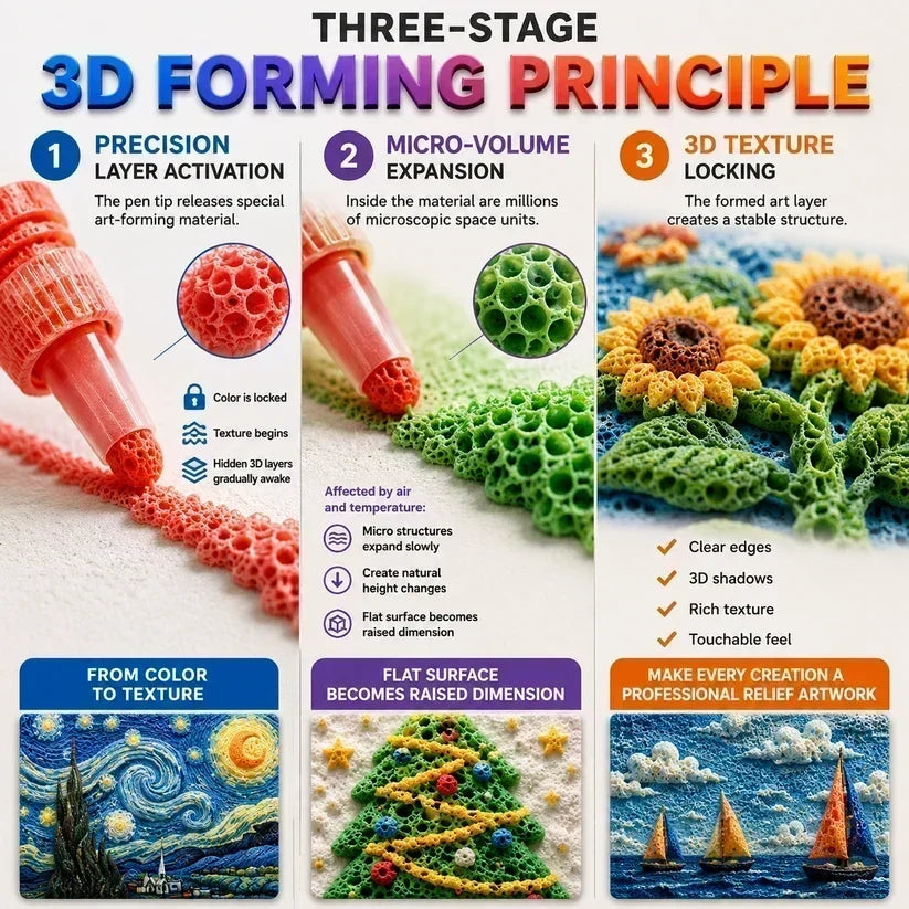 🖍️ Christmas Hot Sale 50% OFF🎁Magic Puffy Bubble Pens, Heat Activated Popcorn Pens DIY 3D Art Marker for Kids Crafts