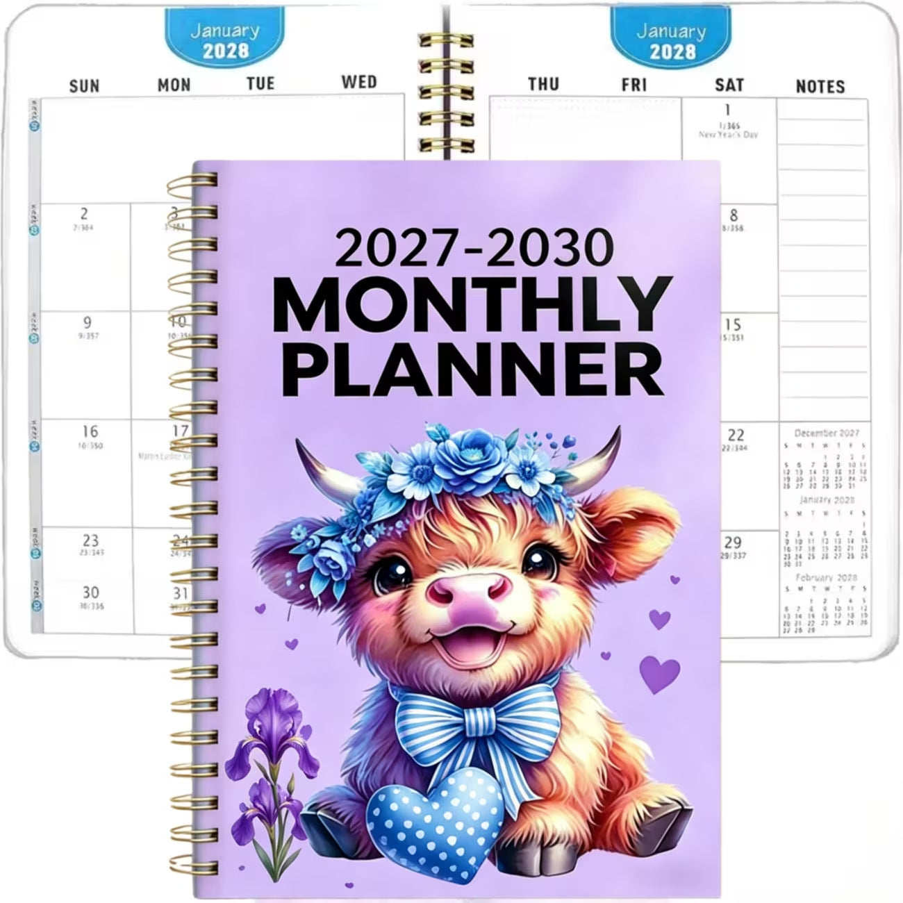 🐮 50% OFF 🌟 Adorable Highland Cow 5-Year Planner (2027–2030) ✨