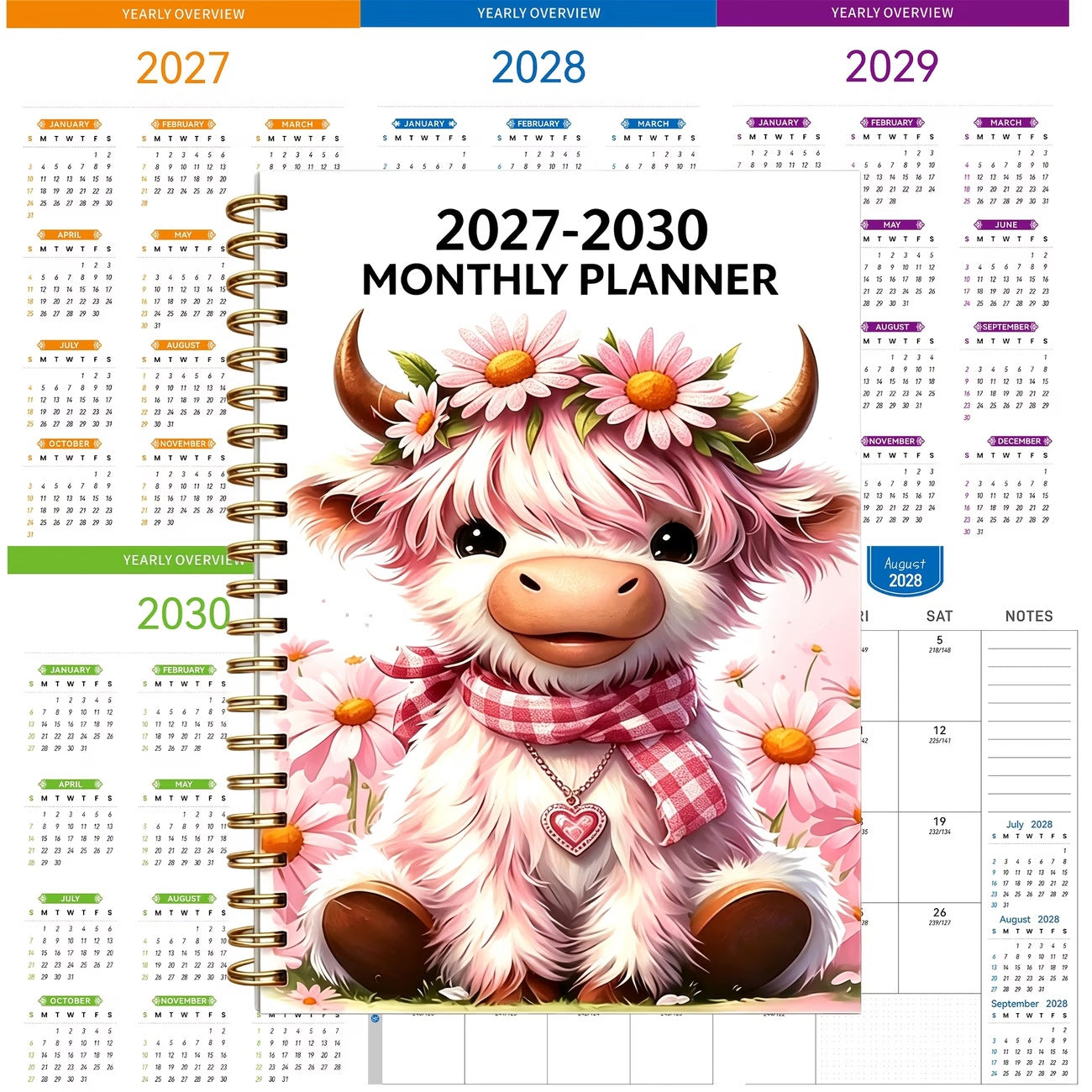 🐮 50% OFF 🌟 Adorable Highland Cow 5-Year Planner (2027–2030) ✨