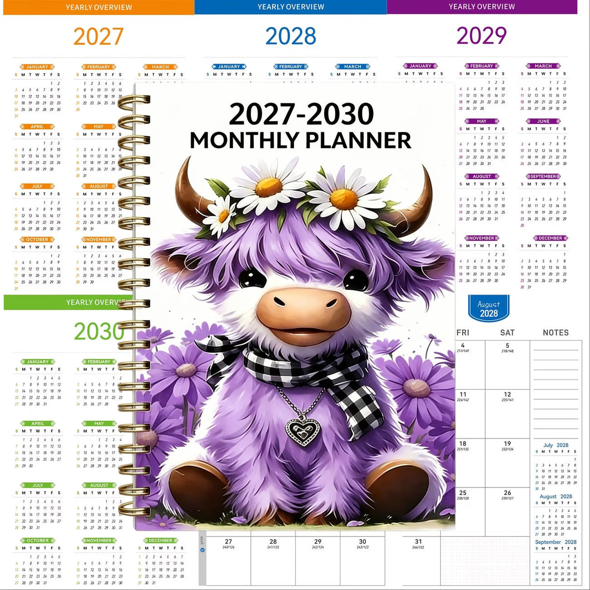 🐮 50% OFF 🌟 Adorable Highland Cow 5-Year Planner (2027–2030) ✨
