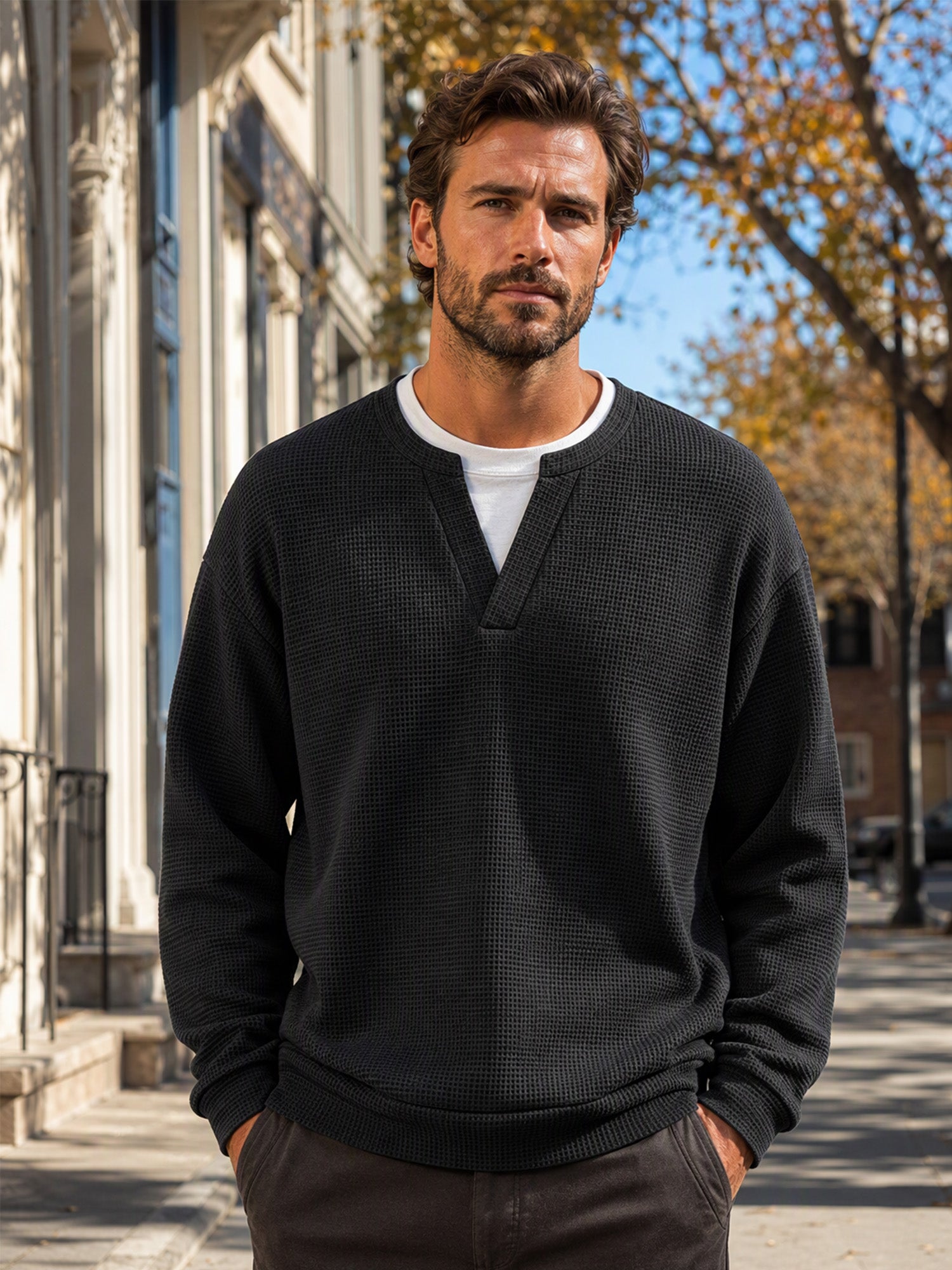 🔥 50% OFF | Men's Layered Waffle Long-Sleeve Tee