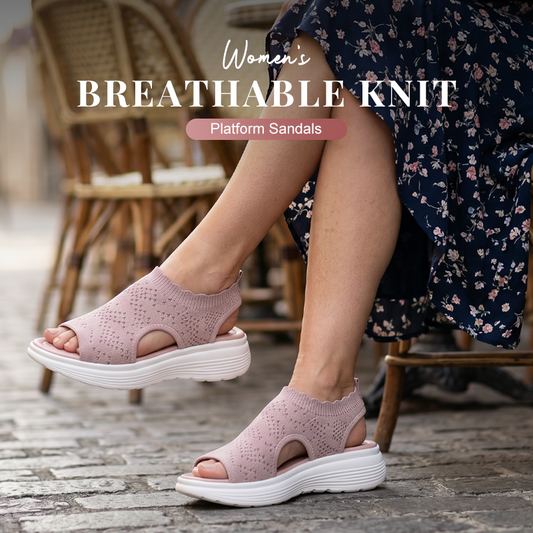 ☀️ 50% Off – Women's Breathable Knit Platform Sandals | Lightweight Comfort & Style