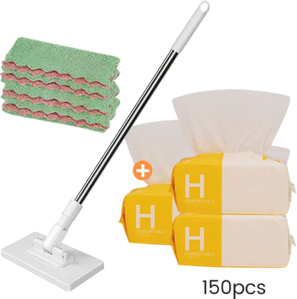Flat Mop with Stainless Steel Handle, come with Reusable Washable Mop Cloths🏆
