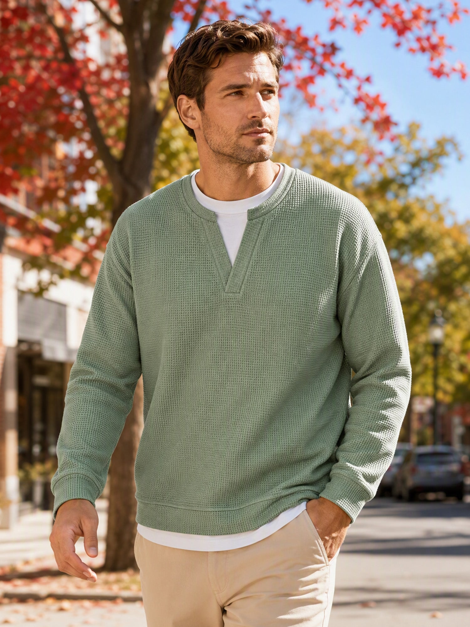 🔥 50% OFF | Men's Layered Waffle Long-Sleeve Tee