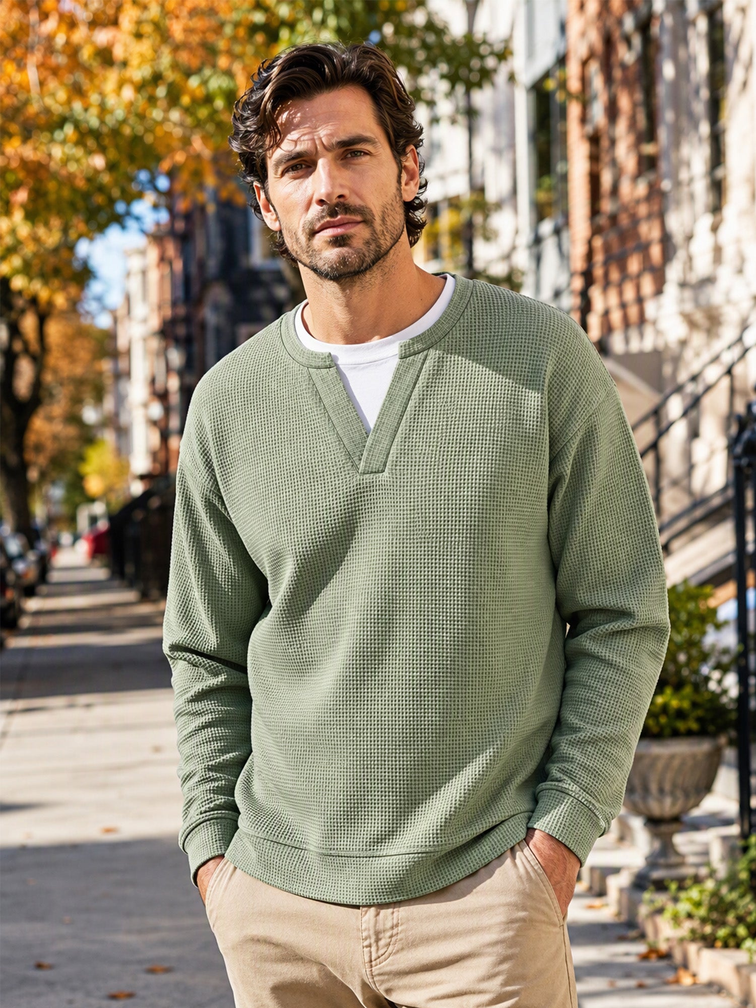 🔥 50% OFF | Men's Layered Waffle Long-Sleeve Tee