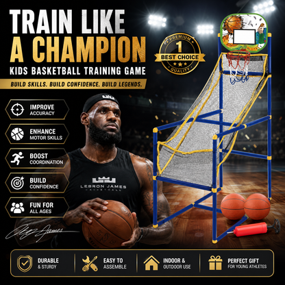 🎉 2026 Sale — Over 56,000 Sold!🏀Kids' Indoor Basketball Arcade – Auto Ball Return, 4 Balls + Pump 🎯