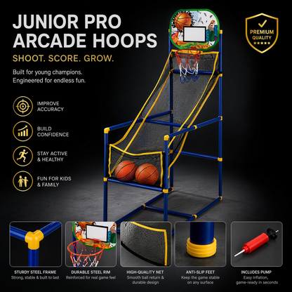 🎉 2026 Sale — Over 56,000 Sold!🏀Kids' Indoor Basketball Arcade – Auto Ball Return, 4 Balls + Pump 🎯