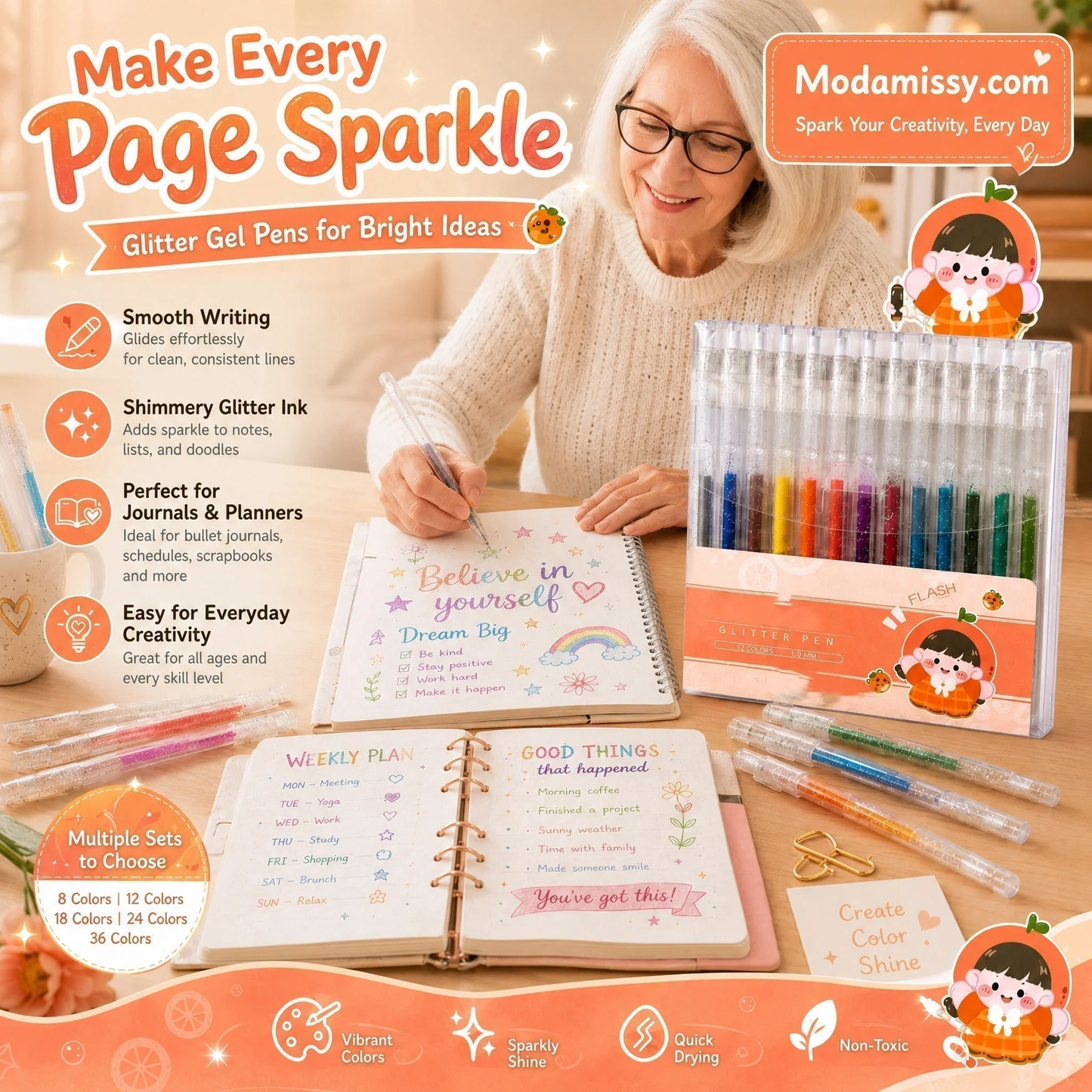 🎨 50% OFF Smooth Glitter Gel Pens 🎁
