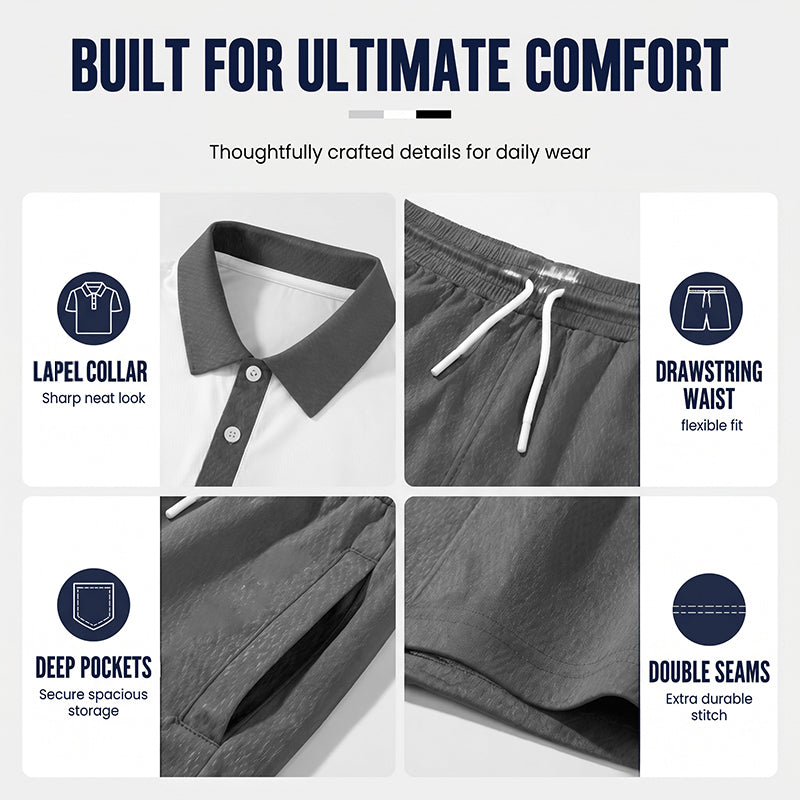 ☀️ 50% Off  Men's Two-Piece Shirt and Shorts Set – Summer Special