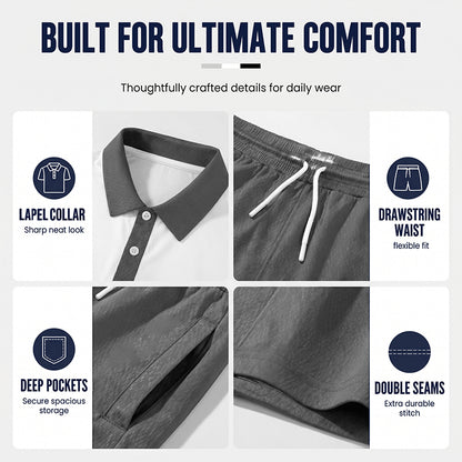 ☀️ 50% Off  Men's Two-Piece Shirt and Shorts Set – Summer Special