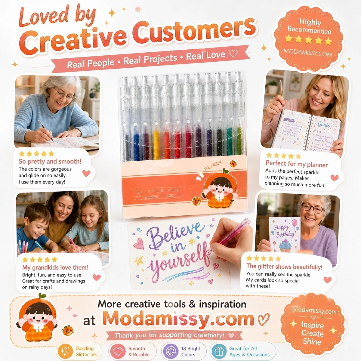 🎨 50% OFF Smooth Glitter Gel Pens 🎁