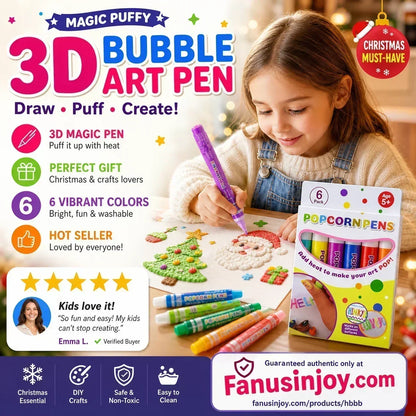🖍️ Christmas Hot Sale 50% OFF🎁Magic Puffy Bubble Pens, Heat Activated Popcorn Pens DIY 3D Art Marker for Kids Crafts