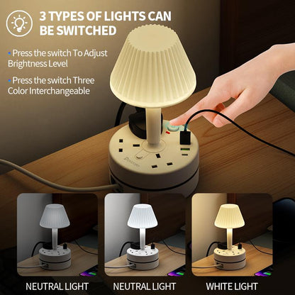 ⚡ 50% OFF | Bedside Lamp with USB & AC Outlets