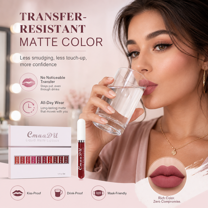 💜10Pcs Matte Waterproof  Long Lasting Lip Gloss