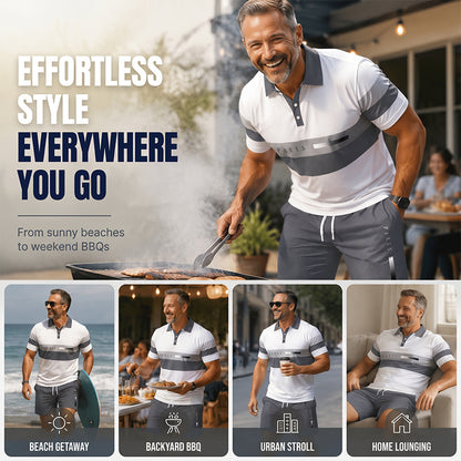 ☀️ 50% Off  Men's Two-Piece Shirt and Shorts Set – Summer Special
