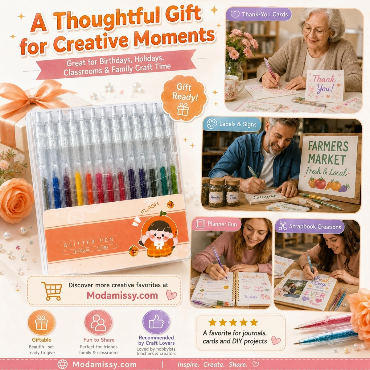 🎨 50% OFF Smooth Glitter Gel Pens 🎁