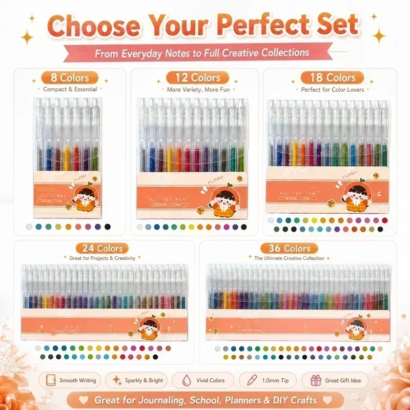 🎨 50% OFF Smooth Glitter Gel Pens 🎁
