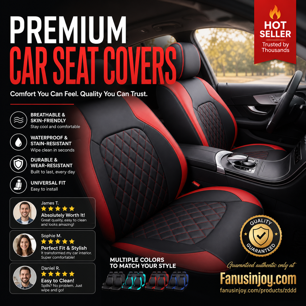 🎁2026 New Arrivals 50% OFF💥9-Piece Quilted Faux Leather Seat Covers – Car Interior Accessory ⏰