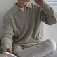 Pull ample décontracté à demi-fermeture éclair de couleur unie pour hommes