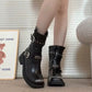 Bottes rétro mi-mollet à bout rond avec fermeture éclair latérale pour femmes