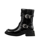 Bottes rétro mi-mollet à bout rond avec fermeture éclair latérale pour femmes