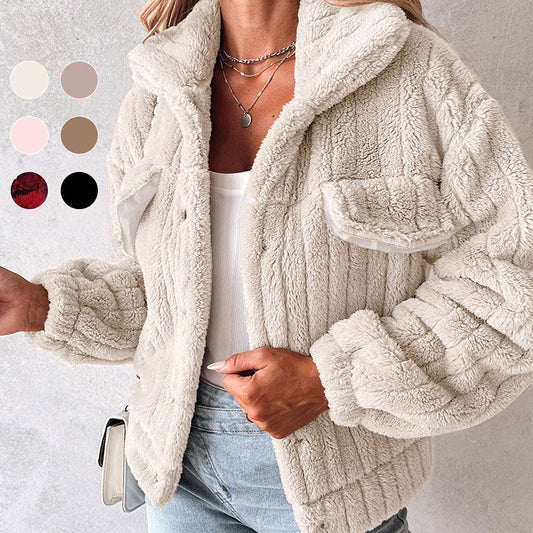 Veste Moelleuse Rayée pour Femmes