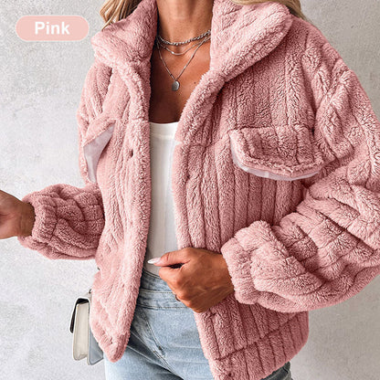 Veste Moelleuse Rayée pour Femmes