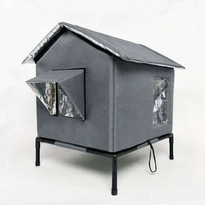 🏠 LIMITED-TIME 50% OFF! 🐈Elevated Insulated Outdoor Cat House – Weather-Resistant Shelter with Thermal Lining & Raised Stand