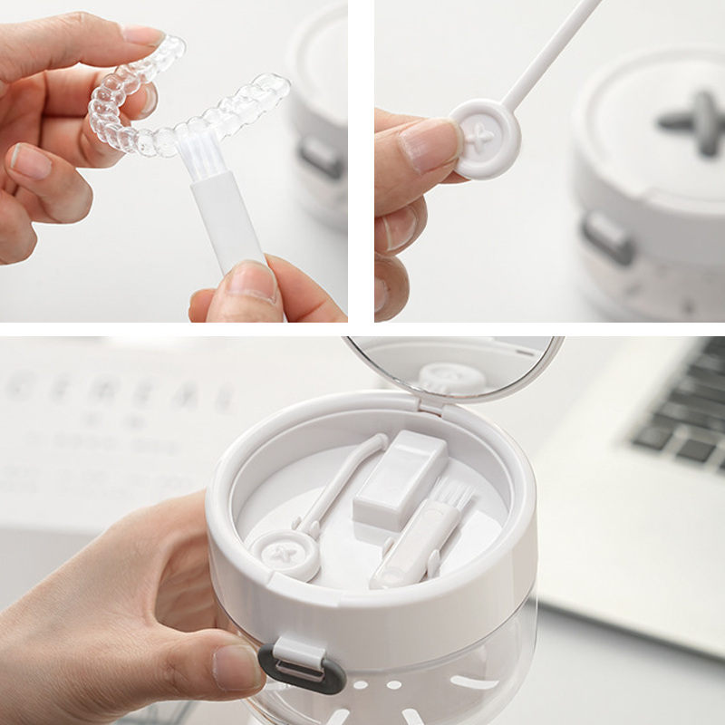 🔥Last Day Special Price £12.99!✨50K+ SOLD!🦷All-in-One Retainer Storage Case — Soaking Compartment, Built-in Mirror & Cleaning Tools
