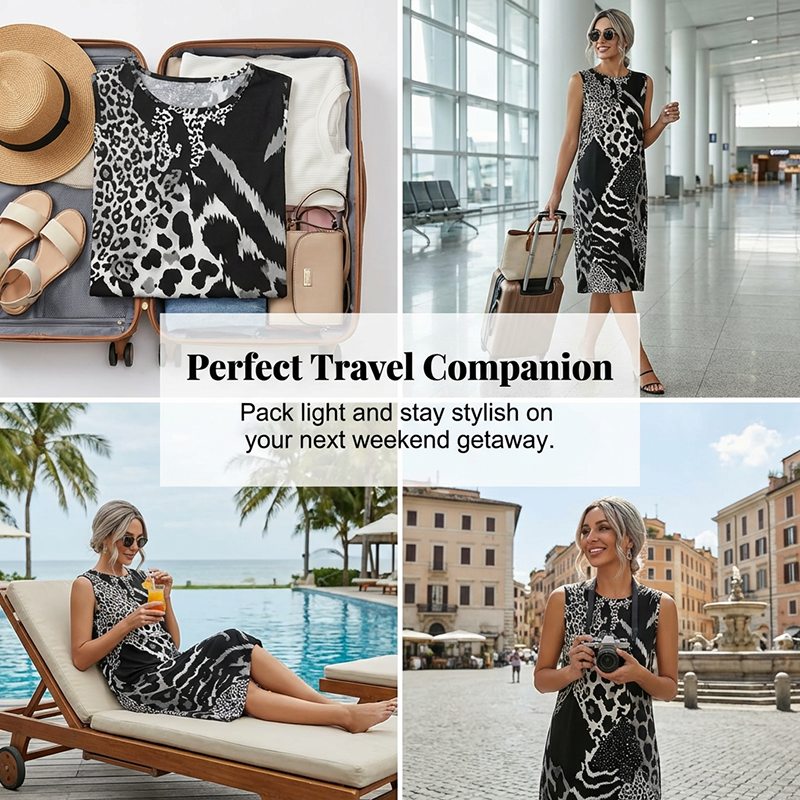 50% Off Women's Summer Leopard Midi Dress