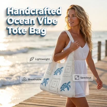 50% Off Turtle Pattern Crochet Tote Bag | Summer Essential