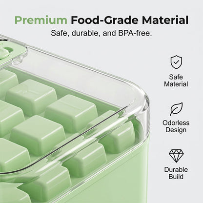 One-Press Ice Cube Maker – 28 Cubes Instantly, Airtight Odour-Proof Storage