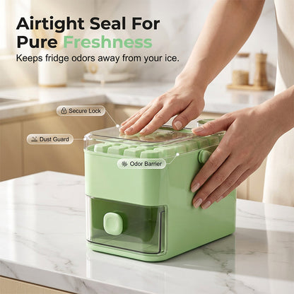 One-Press Ice Cube Maker – 28 Cubes Instantly, Airtight Odour-Proof Storage