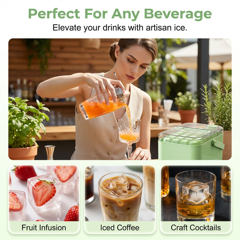 One-Press Ice Cube Maker – 28 Cubes Instantly, Airtight Odour-Proof Storage
