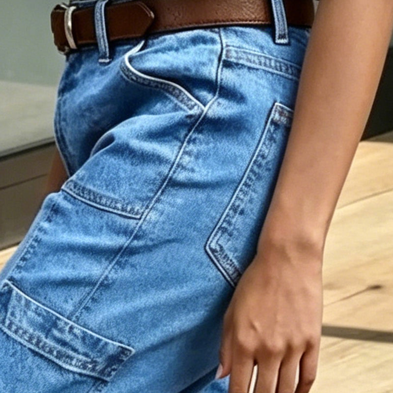 👖 LIMITED-TIME 50% OFF! ✨ Women's Casual Stretchy Cropped Denim Pants – Barrel Fit, Mid-Waist, Multi-Pockets 🌿