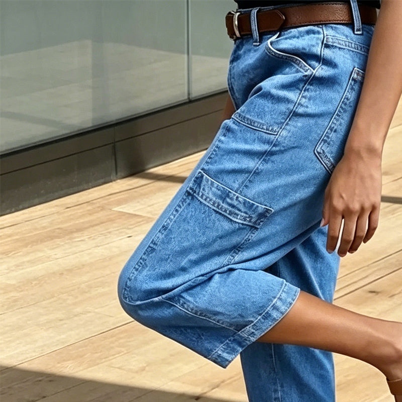 👖 LIMITED-TIME 50% OFF! ✨ Women's Casual Stretchy Cropped Denim Pants – Barrel Fit, Mid-Waist, Multi-Pockets 🌿