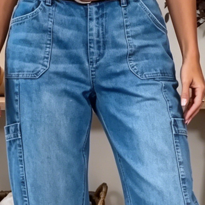 👖 LIMITED-TIME 50% OFF! ✨ Women's Casual Stretchy Cropped Denim Pants – Barrel Fit, Mid-Waist, Multi-Pockets 🌿