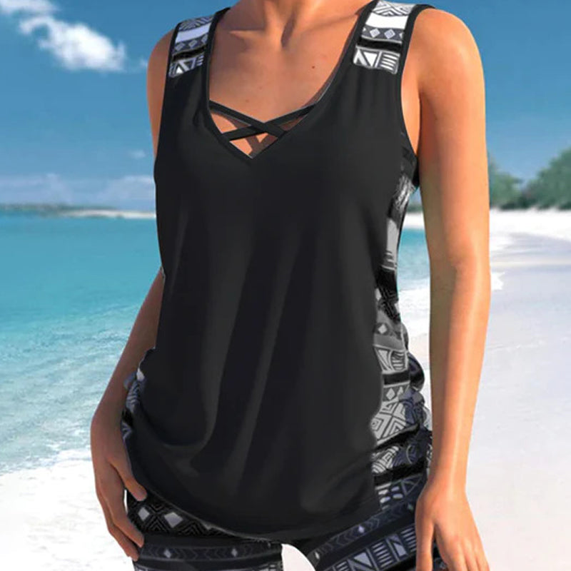 🔥50%  OffZweiteiliger Damen-Tankini mit elegantem Print