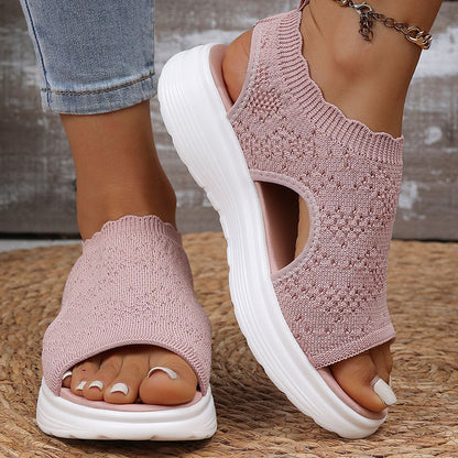 ☀️ 50% Off – Women's Breathable Knit Platform Sandals | Lightweight Comfort & Style