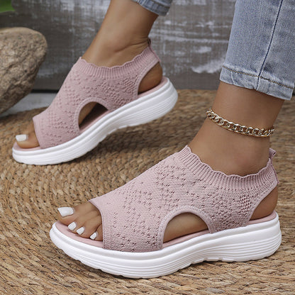 ☀️ 50% Off – Women's Breathable Knit Platform Sandals | Lightweight Comfort & Style