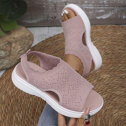 ☀️ 50% Off – Women's Breathable Knit Platform Sandals | Lightweight Comfort & Style