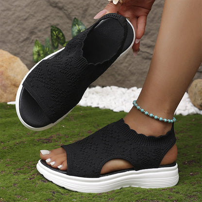 ☀️ 50% Off – Women's Breathable Knit Platform Sandals | Lightweight Comfort & Style