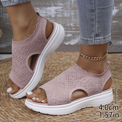 ☀️ 50% Off – Women's Breathable Knit Platform Sandals | Lightweight Comfort & Style