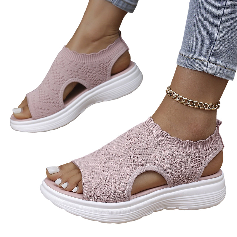 ☀️ 50% Off – Women's Breathable Knit Platform Sandals | Lightweight Comfort & Style