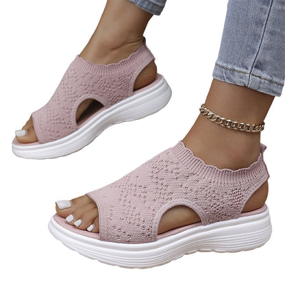 ☀️ 50% Off – Women's Breathable Knit Platform Sandals | Lightweight Comfort & Style