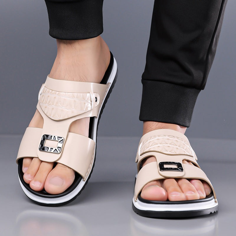 ☀️ 50% Off | Men's Faux Leather Slip-On Sandals – Premium Comfort & Free Shipping! ✈️🌞