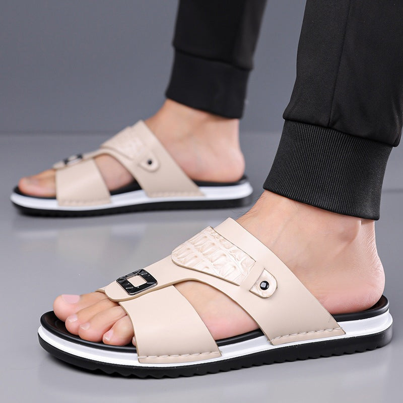 ☀️ 50% Off | Men's Faux Leather Slip-On Sandals – Premium Comfort & Free Shipping! ✈️🌞
