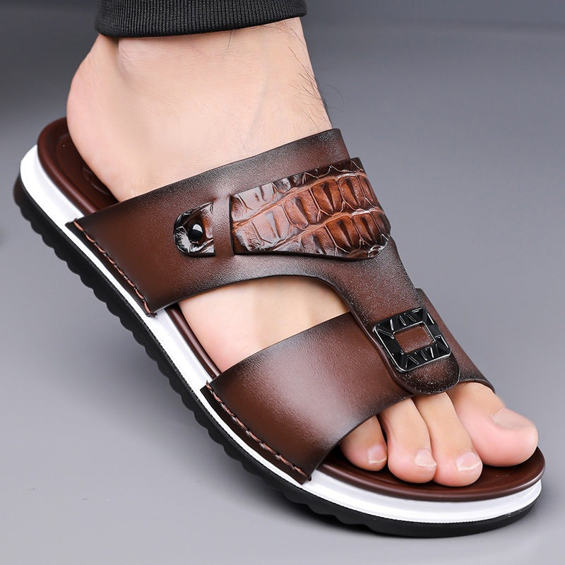 ☀️ 50% Off | Men's Faux Leather Slip-On Sandals – Premium Comfort & Free Shipping! ✈️🌞